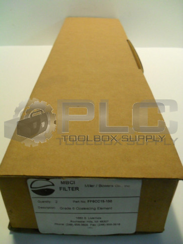 NEW MBCI FILTER FF6CC15-150 GRADE 6 COALESCING ELEMENT LOTS QTY OF TWO