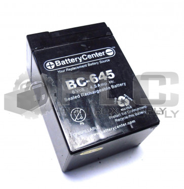 NEW BATTERY CENTER BC-645 SEALED RECHARGEABLE BATTERY 6V 4.5AMP
