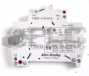 NEW ALLEN BRADLEY 1489-AAHH3 SER A AUXILIARY CONTACT