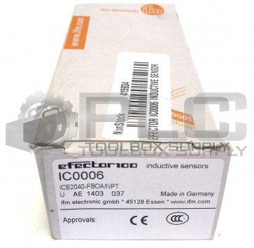 NEW EFECTOR IFM IFM IC0006 ICE2040-FBOA/NPT PROXIMITY SWITCH