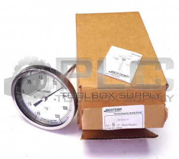 NEW REOTEMP MODEL B BIMETAL THERMOMETER 5" BACK -40/120F