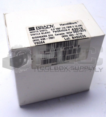 NEW BRADY 42018 HANDIMARK WHITE VINYL .5"X50' Y6084