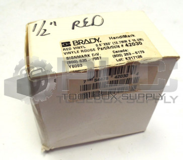 NEW BRADY HANDIMARK 42030 RED VINYL Y6093 0.5" X 50'