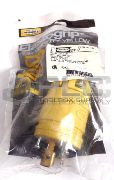 NEW HUBBELL 2447 PLUG TWIST LOCK 2 POLE 3 WIRE GROUNDED 15A 125V HBL2447