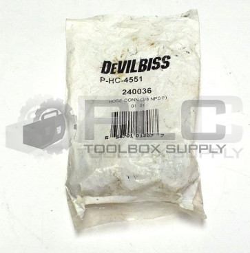 NEW DEVILBISS P-HC-4551 HOSE CONNECTOR 240036 3/8 NPS F