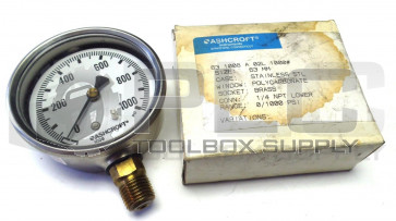 NEW ASHCROFT 63 1008 A 02L 1000# 1/4 NPT 0/1000 PSI