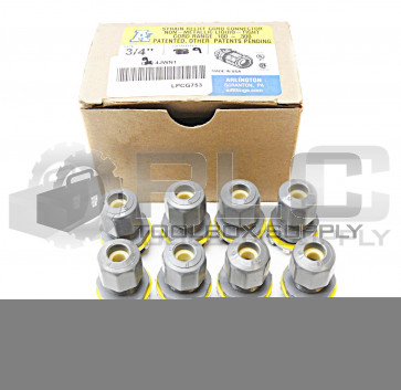BOX OF 9 NEW ARLINGTON 4JWN1 STRAIN RELIEF CORD CONNECTOR 3/4"