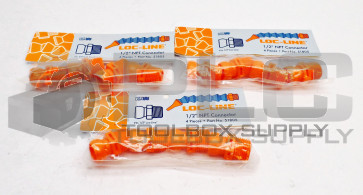 LOT OF 3 NEW LOC-LINE 51805 CONNECTOR ORANGE 1/2IN NPT 4/PACK
