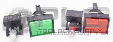LOT OF 2 NEW OMRON A16-1 CONTACT BLOCK W/ PUSH BUTTON ONE GREEN ONE RED A161