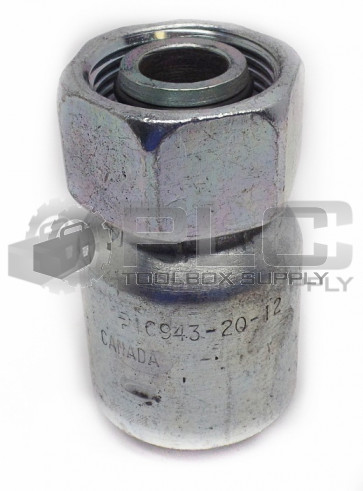 NEW PARKER 1C943-20-12 HYDRAULIC HOSE FITTING FEMALE METRIC S SWIVEL 1C9432012