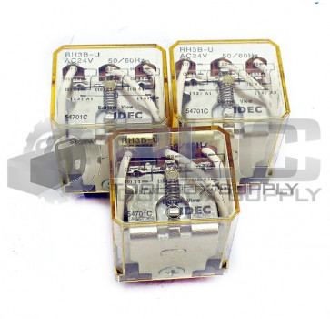 LOT OF 3 NEW IDEC RH3B-U-AC24V RELAY 3PDT 10AMP 24VAC RH3BUAC24V
