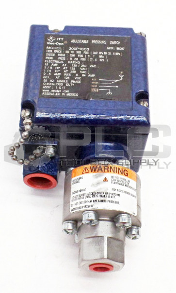 NEW ITT NEO DYN 200P16C3 PRESSURE SWITCH ADJUSTABLE 125VDC 500-3000PSIG