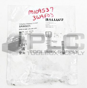 NEW BALLUFF BAW0025 INDUCTIVE DISTANCE SENSOR BAW M18ME-UAC50B-S04G