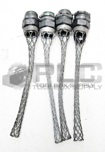 LOT OF 4 NEW FLEXCOR BOX70 CORD RELIEF GRIP 1" NPT WEAVE: 7-.97 DIAMETER 