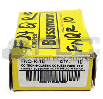 BOX OF 10 NEW BUSSMANN FNQ-R-10 CC-TRON TIME DELAY FUSE 10AMP 600VAC