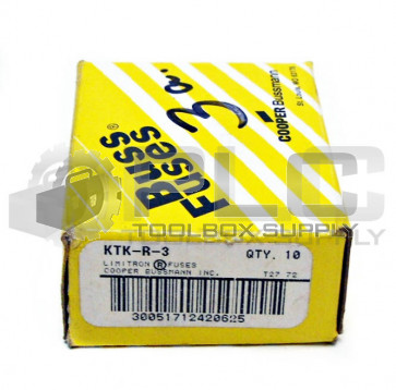 BOX OF 10 NEW BUSSMAN KTK-R-3 LIMITRON CURRENT LIMITING FUSE 3AMP 600VAC