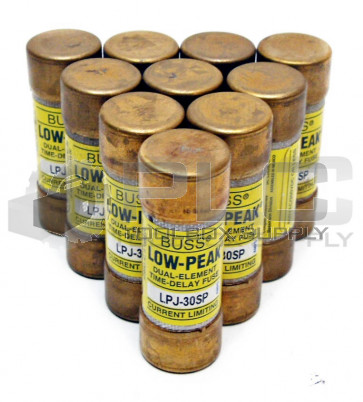LOT OF 10 NEW BUSS LPJ-30SP LOW PEAK DUAL ELEMENT TIME DELAY FUSE 30AMP 600VAC