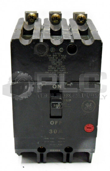 GENERAL ELECTRIC 30AMP CIRCUIT BREAKER, TYPE: TEY, 3POLE, TEY330