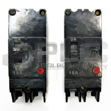 LOT OF 2 GENERAL ELECTRIC 15AMP CIRCUIT BREAKER, TYPE: TEY, 2POLE, TEY215