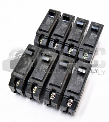 LOT OF 8 GENERAL ELECTRIC 20AMP CIRCUIT BREAKER, TYPE: THQL, 1POLE, THQL120