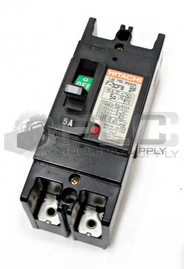 NEW HITACHI F-30FB 5AMP CIRCUIT BREAKER, 2POLE, BF3F 2P-5A 