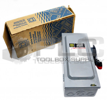 NEW SQUARE D H321N FUSIBLE DISCONNECT SWITCH, 30 AMP, 240 VAC / 240 VDC