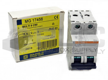 NEW SQUARE D MG17456 SUPPLEMENTARY PROTECTOR 15 AMP, 2 POLE, D CURVE, MG-17456