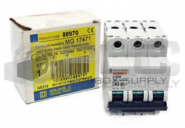NEW SQUARE D MG17471 SUPPLEMENTARY PROTECTOR 15 AMP, 3 POLE, D CURVE, MG-17471