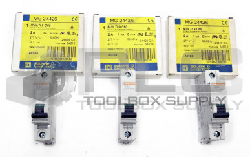 LOT OF 3 NEW SQUARE D MG24426 SUPPLEMENTARY PROTECTOR 2 AMP 1 POLE C CURVE