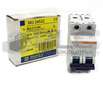 NEW SQUARE D MG24522 SUPPLEMENTARY PROTECTOR 10 AMP, 2 POLE, D CURVE, MG-24522
