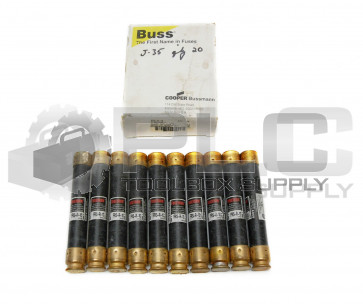 BOX OF 10 NEW BUSS FRS-R-10 FUSETRON DUAL ELEMENT TIME DELAY FUSE 10AMP 600V