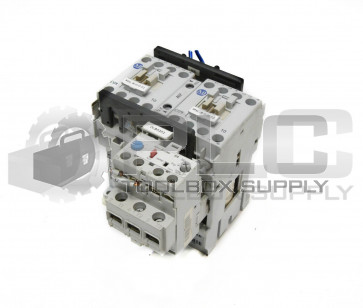 ALLEN BRADLEY 104-C09DJ22 REVERSING CONTACTOR SER. B 24V w/ 193-EA1EB/B 1.6-5AMP
