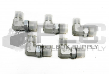 LOT OF 5 NEW HYDRAULIC ELBOW, 3/4" JIC X 7/8" O-RING CONNECTOR, 90 DEGREE; STEEL