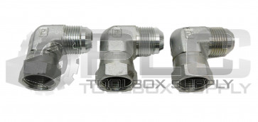 LOT OF 3 NEW PARKER HYDRAULIC ELBOW 1-1/16"-12 MALE JIC X JIC SWIVEL, 90 DEGREE