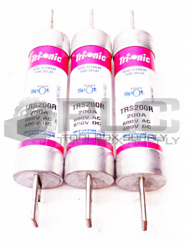 LOT OF 3 FERRAZ SHAWMUT TRS200R TRI-ONIC DUAL-ELEMENT TIME DELAY FUSE 200A 600