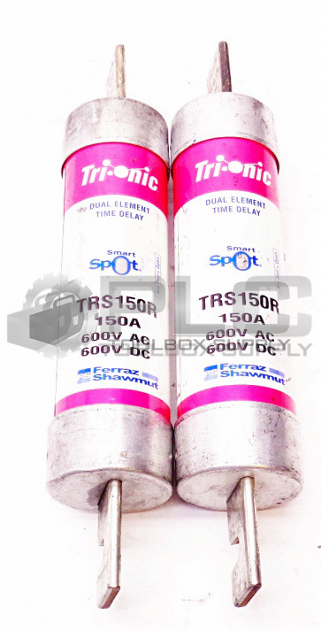 LOT OF 2 FERRAZ SHAWMUT TRS150R TRI-ONIC DUAL-ELEMENT TIME DELAY FUSE 150A 600AC