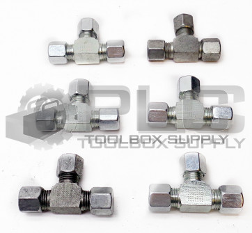 LOT OF 6 8-L DE E0 3/8" T-FITTING