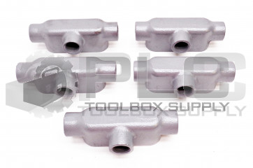 LOT OF 5 NEW DURALOY OT-2M 3/4" IRON CONDUIT BODY TYPE T