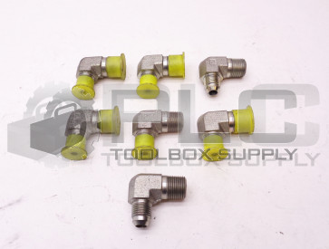 LOT OF 7 NEW PARKER 3/8" IN MALE 9/16" TAPERED MALE 90° ELBOW FITTING