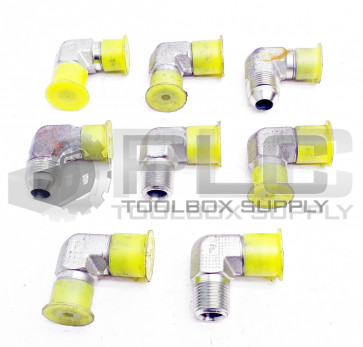 LOT OF 8 NEW PARKER 3/8" IN MALE 3/4" TAPERED MALE 90° ELBOW FITTING