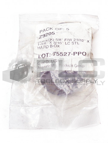 BAG OF 5 NEW ACCURATE Z9205 5/8" F/W 21/32" X 1-3/8" X 3/16" LC STL HARD B-OX