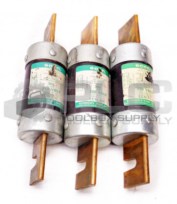 LOT OF 3 ECON ECN300 TIME DELAY DUAL ELEMENT CLASS R-K5 FUSE 300AMP 250V
