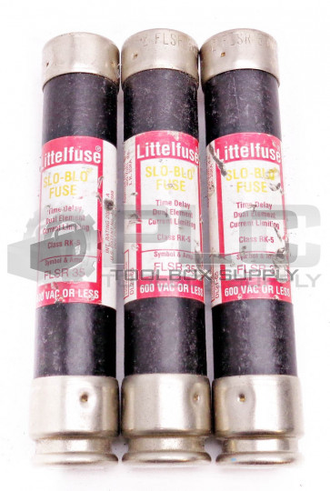 LOT OF 3 NEW LITTELFUSE FLSR 35 SLO-BLO TIME DELAY CLASS RK-5 FUSE 600V