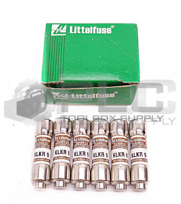 LOT OF 6 NEW LITTELFUSE KLKR 9 FUSE 600 VAC CLASS CC