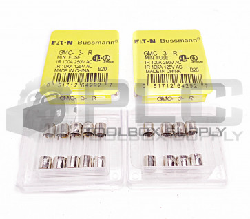 LOT OF 9 NEW BUSSMANN GMC-3-R FUSE 100A 250VAC