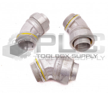 LOT OF 3 NEW 1 1/2" LIQUID-TIGHT 45° ELBOW CONNECTOR