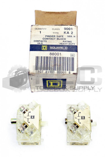 LOT OF 2 NEW SQUARE D 88001 SER H FINGER SAFE CONTACT BLOCK CLASS 9001 TYPE KA 2
