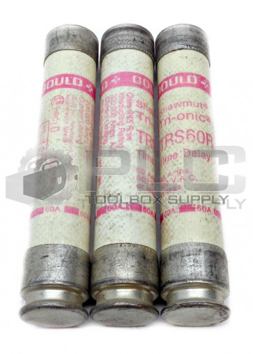 LOT OF 3 NEW GOULD SHAWMUT TRS60R TRI-ONIC TIME-DELAY FUSES 600VAC