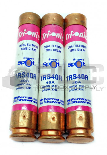 LOT OF 3 NEW FERRAZ SHAWMUT TRS40R SMART SPOT FUSES 600V AC 300V DC