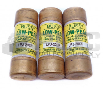 LOT OF 3 NEW BUSSMANN LPJ-20SP LOW-PEAK FUSES CLASS J 600VAC